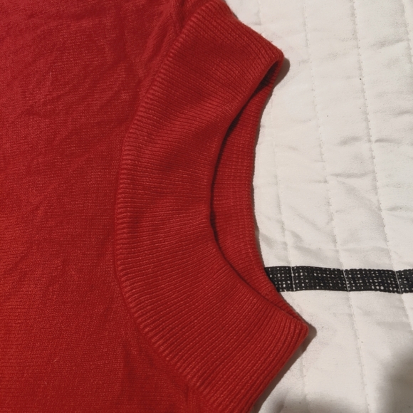 Red, Mock Neck, Knit Tee - Picture 2 of 3